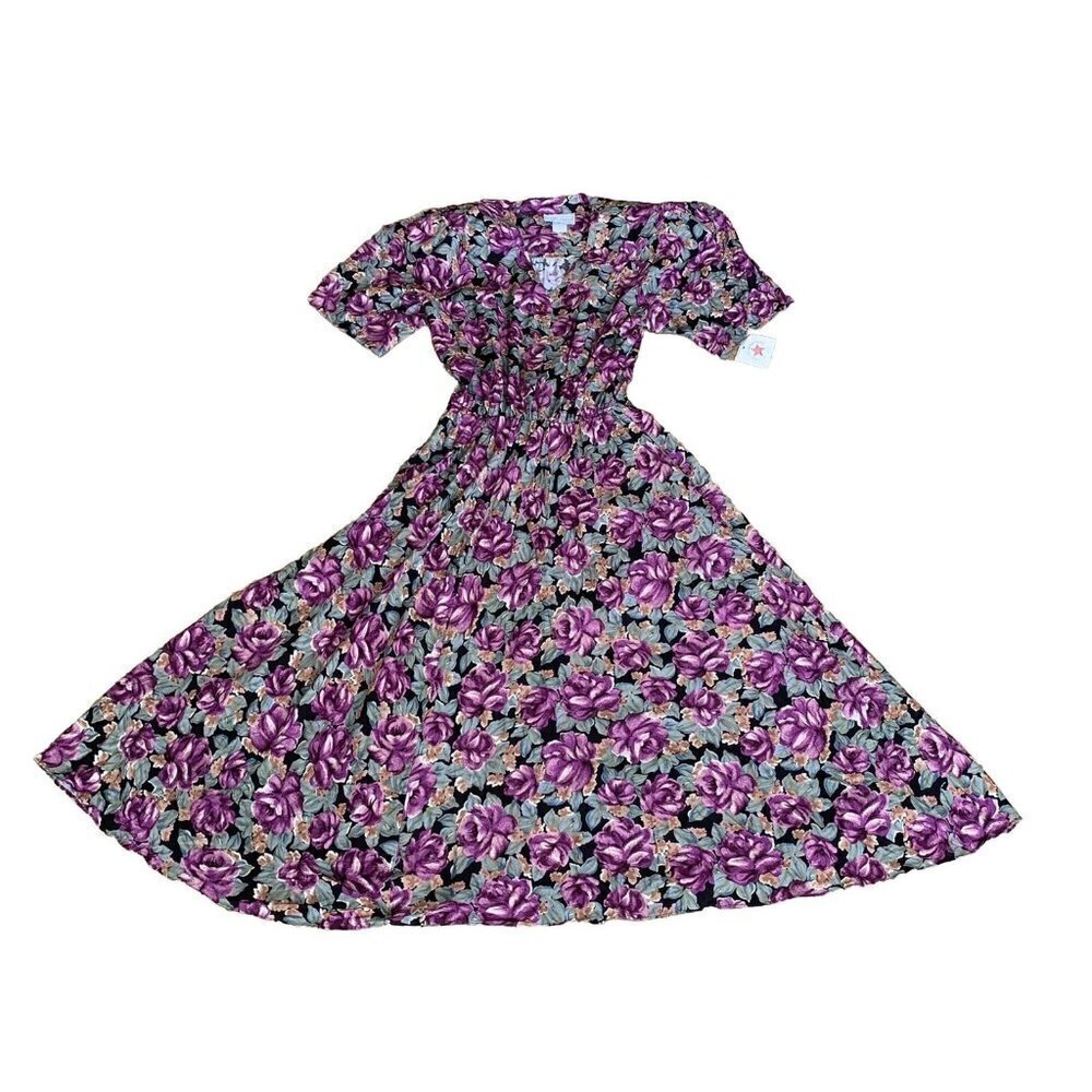 E.D. Michaels By Melanie Druckers Size 9 Purple Floral Party Dress 80’s